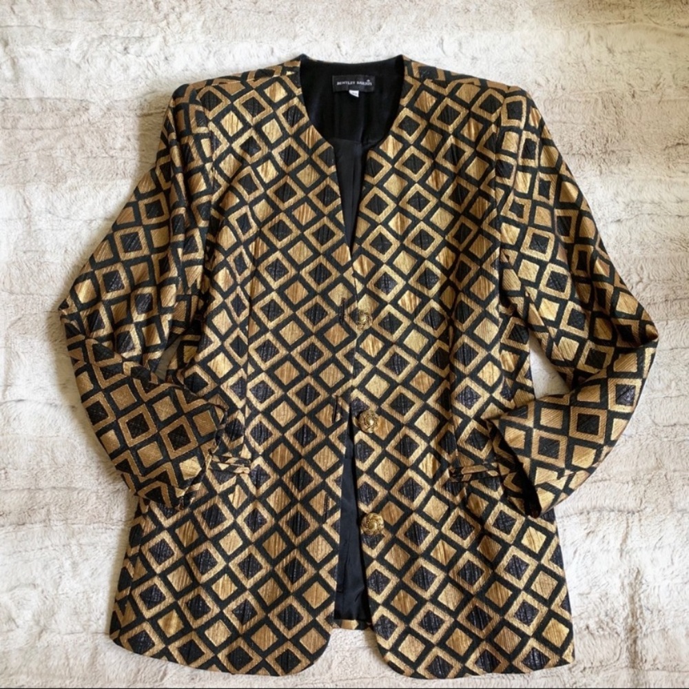 Vintage Metallic Jacquard Blazer